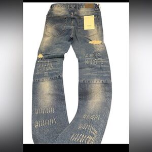NWT KDNK Rip & Repair Distressed Skinny Jeans - Dark Blue Acid Wash - Size 30